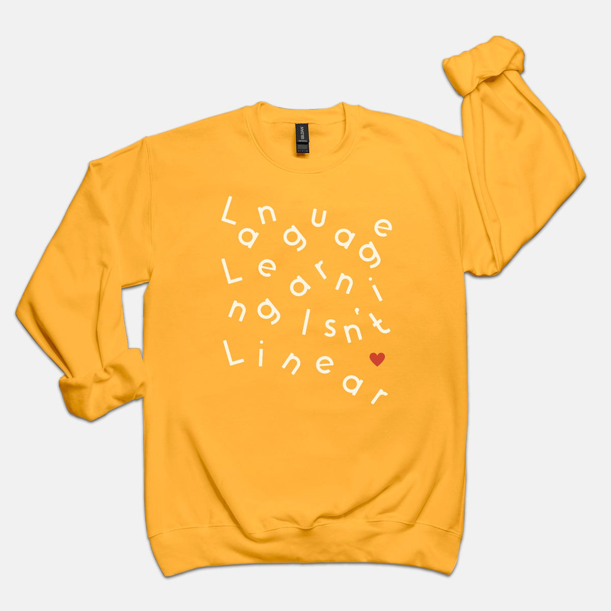 Language Isn't Linear Crewneck Sweatshirt | Gilden 18000 Unisex | ES: Teacher Appreciation