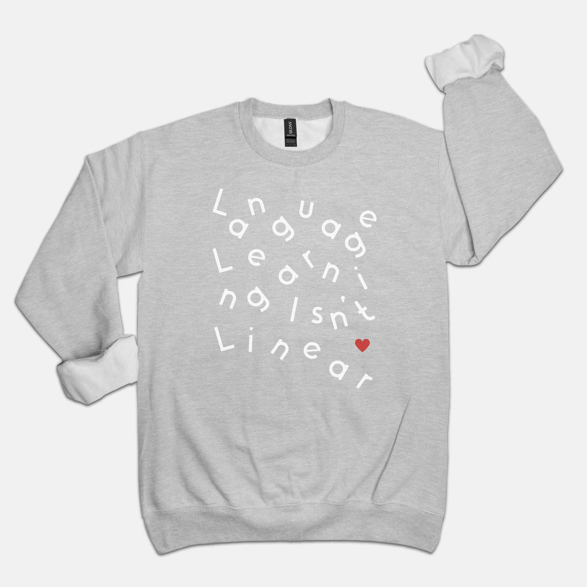 Language Isn't Linear Crewneck Sweatshirt | Gilden 18000 Unisex | ES: Teacher Appreciation