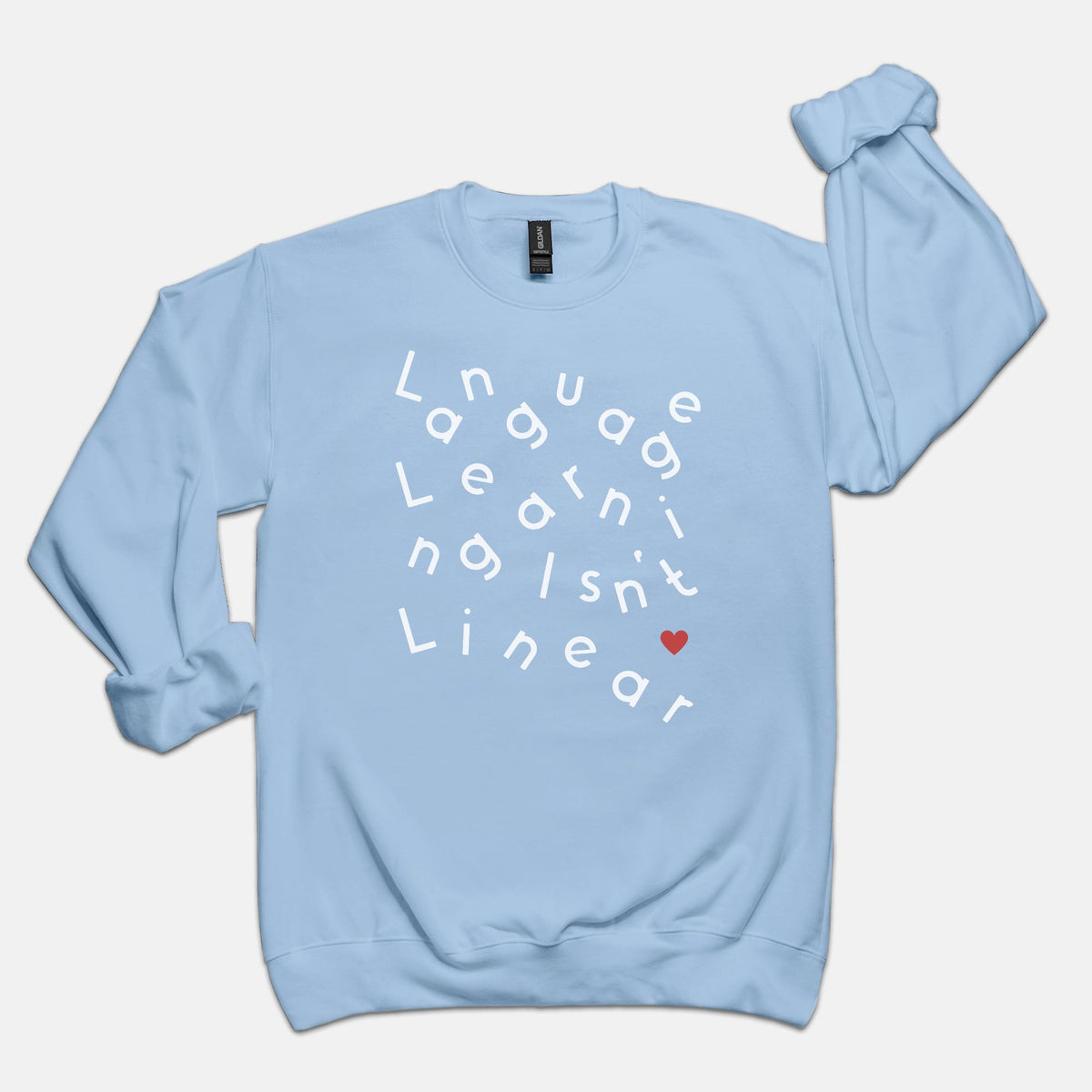 Language Isn't Linear Crewneck Sweatshirt | Gilden 18000 Unisex | ES: Teacher Appreciation