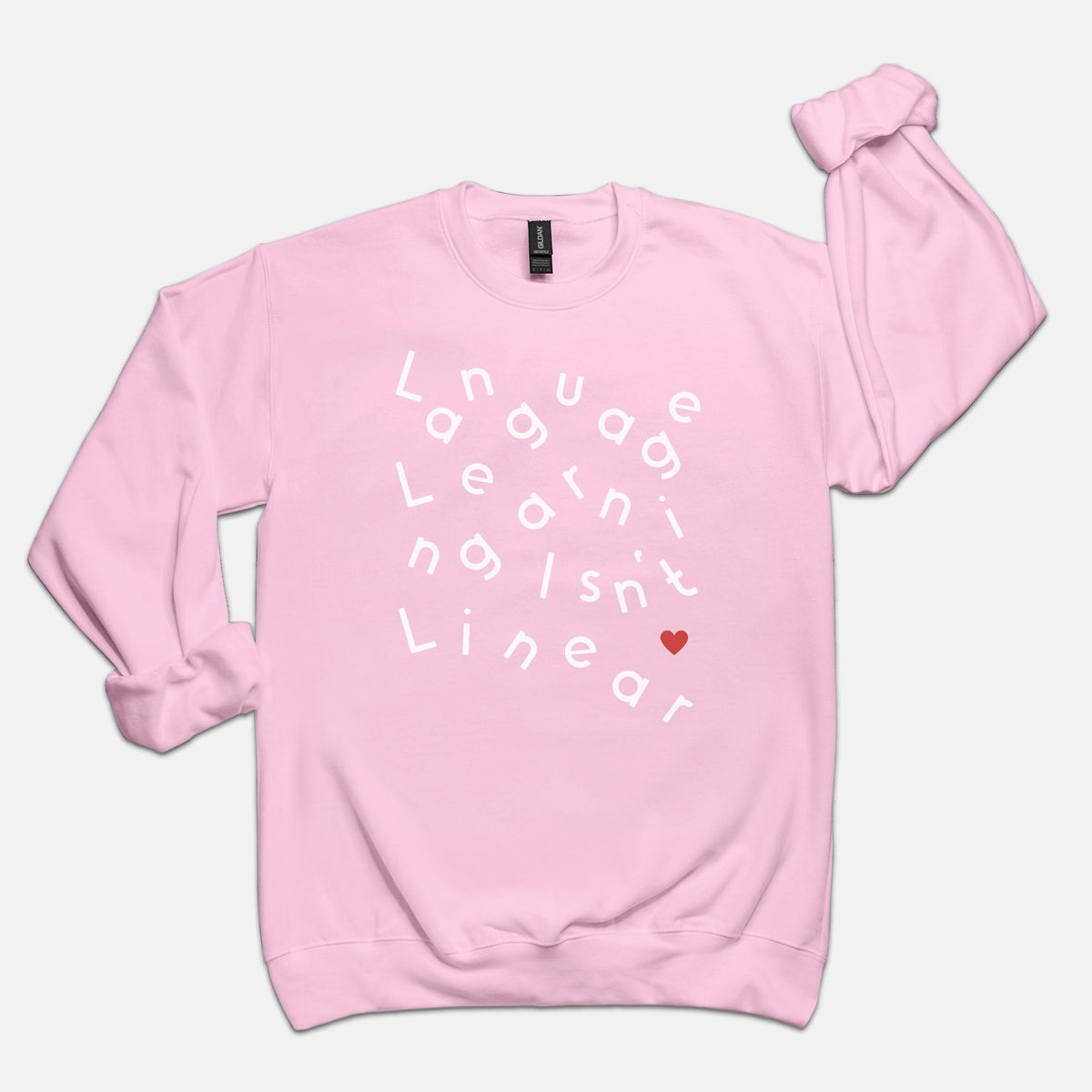 Language Isn't Linear Crewneck Sweatshirt | Gilden 18000 Unisex | ES: Teacher Appreciation