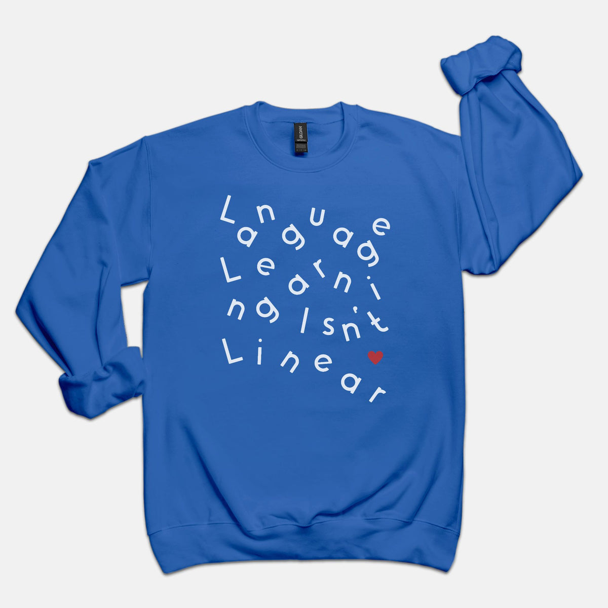 Language Isn't Linear Crewneck Sweatshirt | Gilden 18000 Unisex | ES: Teacher Appreciation