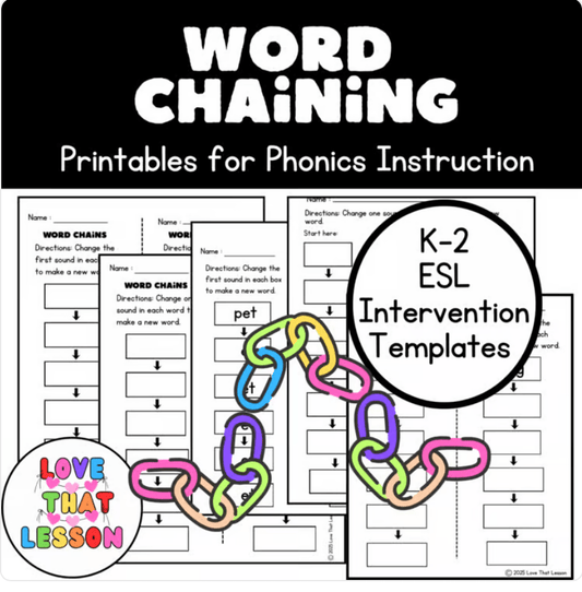 Word Chaining Activities for K–2 | Phonics Printables for Encoding, Decoding & Phoneme Substitution - Love That Lesson Shop